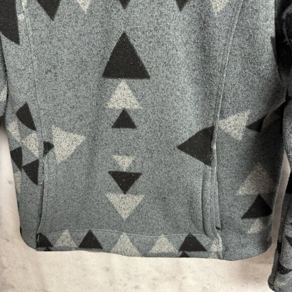 The North Face Fleece Jacket Womens Small 19x24 Gray Hood Geo Aztec - Picture 4 of 15